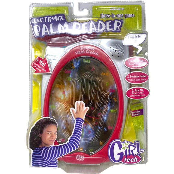 New Sealed Vintage Girl Tech Electronic Palm Reader Three In One Game Ages 8+